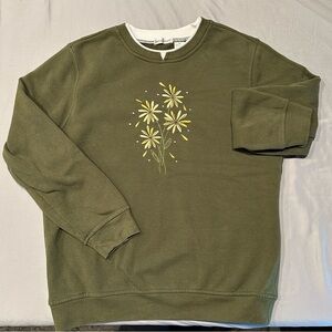 Floral Olive Green vintage Women's granny Sweatshirt
